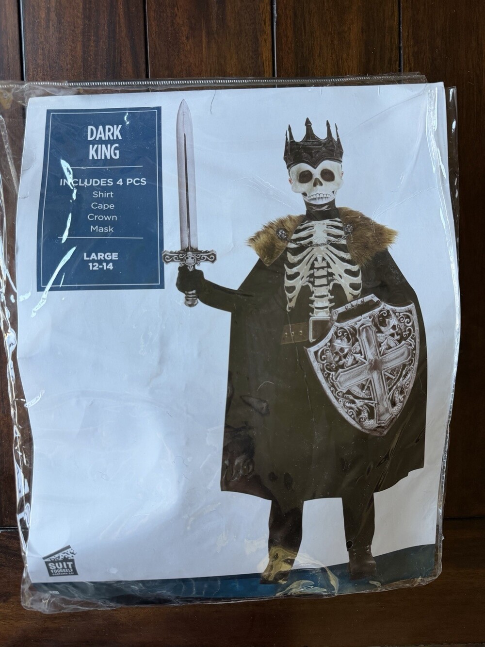 Halloween Costume Skeleton Zombie Medieval Dark King Kids Costume - size L